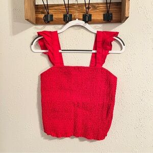 Old Navy Vibrant Red Smocked Top